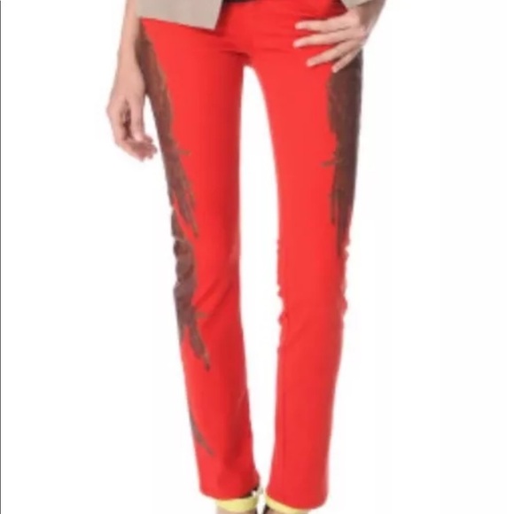 HAUTE HIPPIE RED DENIM SKINNY JEANS PANTS - Picture 5 of 8